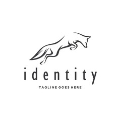 Fox Coyote Jackal Line Art Logo Design Vector Image