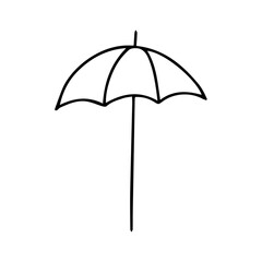 The umbrella is drawn with a black line. An umbrella for the beach.