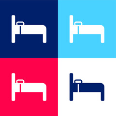 Obraz premium Bed blue and red four color minimal icon set
