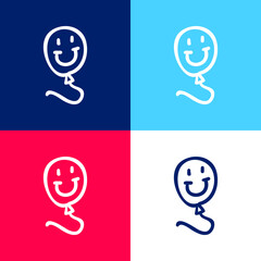 Balloon Smiling Toy blue and red four color minimal icon set