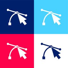 Arrow Pointing At Connector Lines blue and red four color minimal icon set
