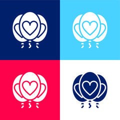 Balloon blue and red four color minimal icon set