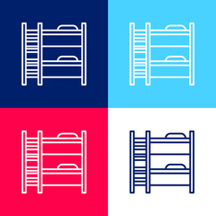 Bed blue and red four color minimal icon set
