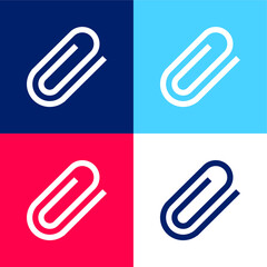 Attach Paperclip Symbol blue and red four color minimal icon set