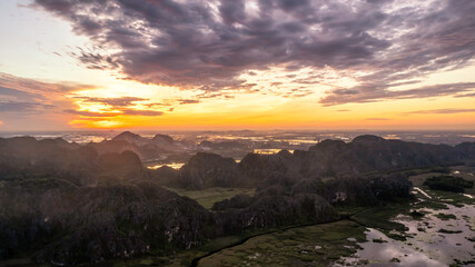 Fototapeta premium Van Long Natural Reserve in Ninh Binh, Vietnam.
