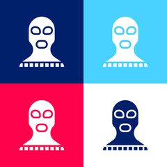 Balaclava blue and red four color minimal icon set