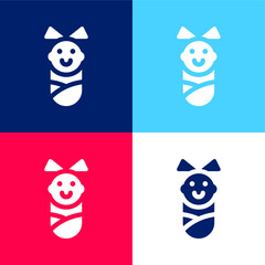 Baby Girl blue and red four color minimal icon set