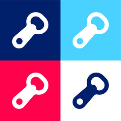 Bottle Opener blue and red four color minimal icon set