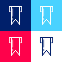 Bookmark blue and red four color minimal icon set