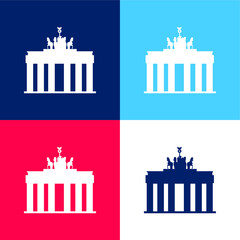 Brandenburg Gate blue and red four color minimal icon set © LIGHTFIELD STUDIOS