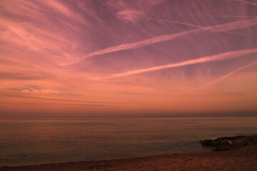 Sunrise colors over the sea.