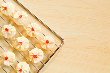 A Malay traditional cookies called as Biskut Bunga Cina or Chinese Flower Cookies served during Eid Fitri