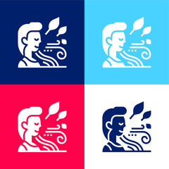 Breath blue and red four color minimal icon set