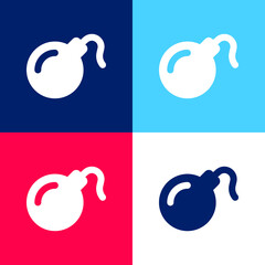 Fototapeta premium Bomb blue and red four color minimal icon set