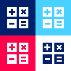 Add blue and red four color minimal icon set