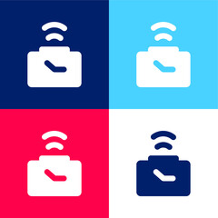 Alarm Clock blue and red four color minimal icon set