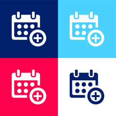 Add Calendar Symbol For Events blue and red four color minimal icon set