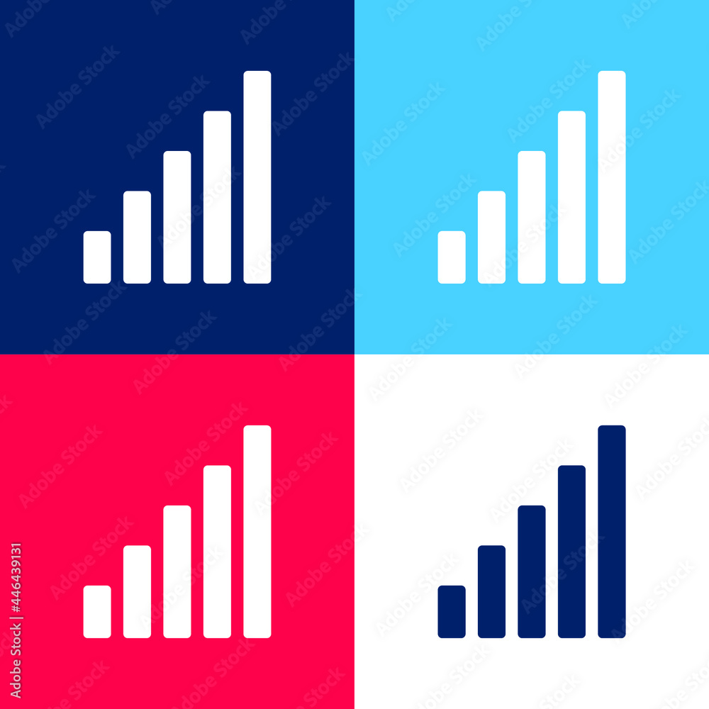 Wall mural bar chart blue and red four color minimal icon set