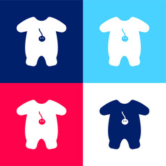 Baby Outfit With Cartoon Design blue and red four color minimal icon set