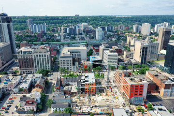 Fototapeta premium Aerial view of Hamilton, Ontario, Canada downtown