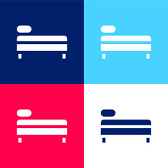 Bed blue and red four color minimal icon set