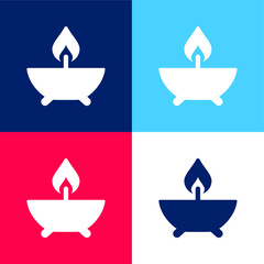 Aromatherapy blue and red four color minimal icon set