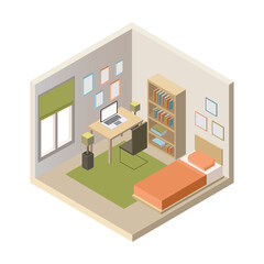 Vector illustration of a room in an isometry