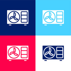 Air Conditioner blue and red four color minimal icon set