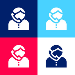 Boy blue and red four color minimal icon set