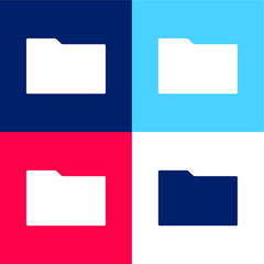 Black Folder blue and red four color minimal icon set