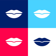 Big Lips blue and red four color minimal icon set