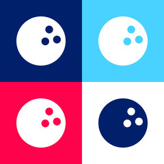 Bowling blue and red four color minimal icon set