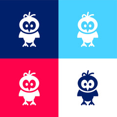 Bird blue and red four color minimal icon set