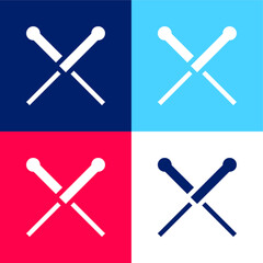 Acupuncture blue and red four color minimal icon set