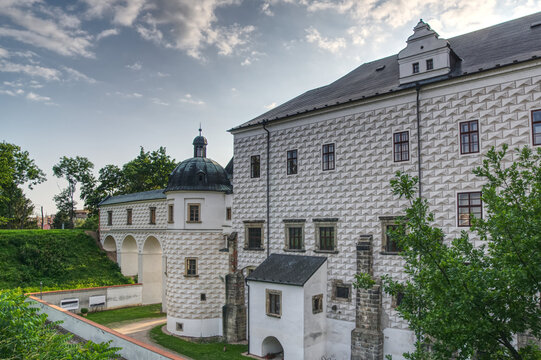 Renaissance castle in Pardubice, Czechia. Palace fa&ccedil;ades decorated with sgraffito ornamentation.
