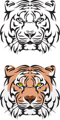 tiger portrait image for trademark, logo, illustration, black and color