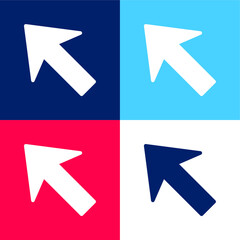Arrow Pointing Up Left blue and red four color minimal icon set