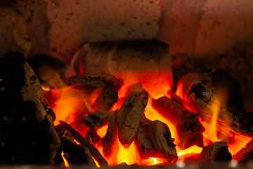 Bruning coal in a barbecue grill