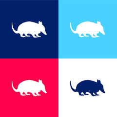 Ant Eater Shape blue and red four color minimal icon set