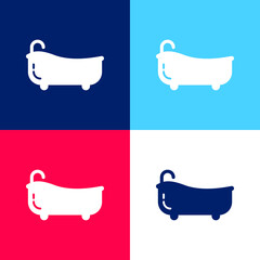 Bathtub blue and red four color minimal icon set
