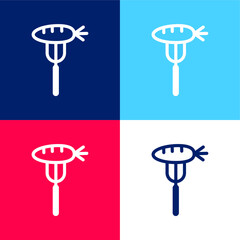 Baby Carrot On A Fork blue and red four color minimal icon set
