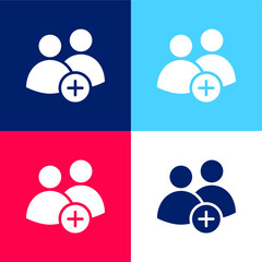 Add Group blue and red four color minimal icon set
