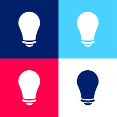 Black Lightbulb blue and red four color minimal icon set