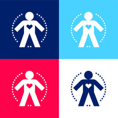 Body blue and red four color minimal icon set