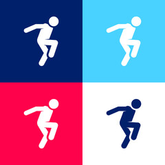 Breakdance blue and red four color minimal icon set