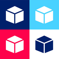 Box blue and red four color minimal icon set