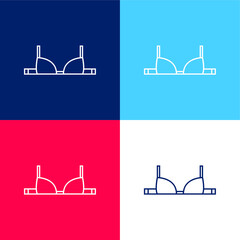 Brassiere Outline blue and red four color minimal icon set