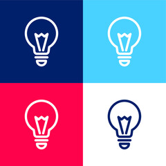 Big Light blue and red four color minimal icon set