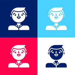 Boy blue and red four color minimal icon set
