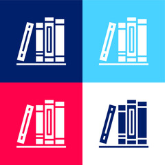 Books blue and red four color minimal icon set